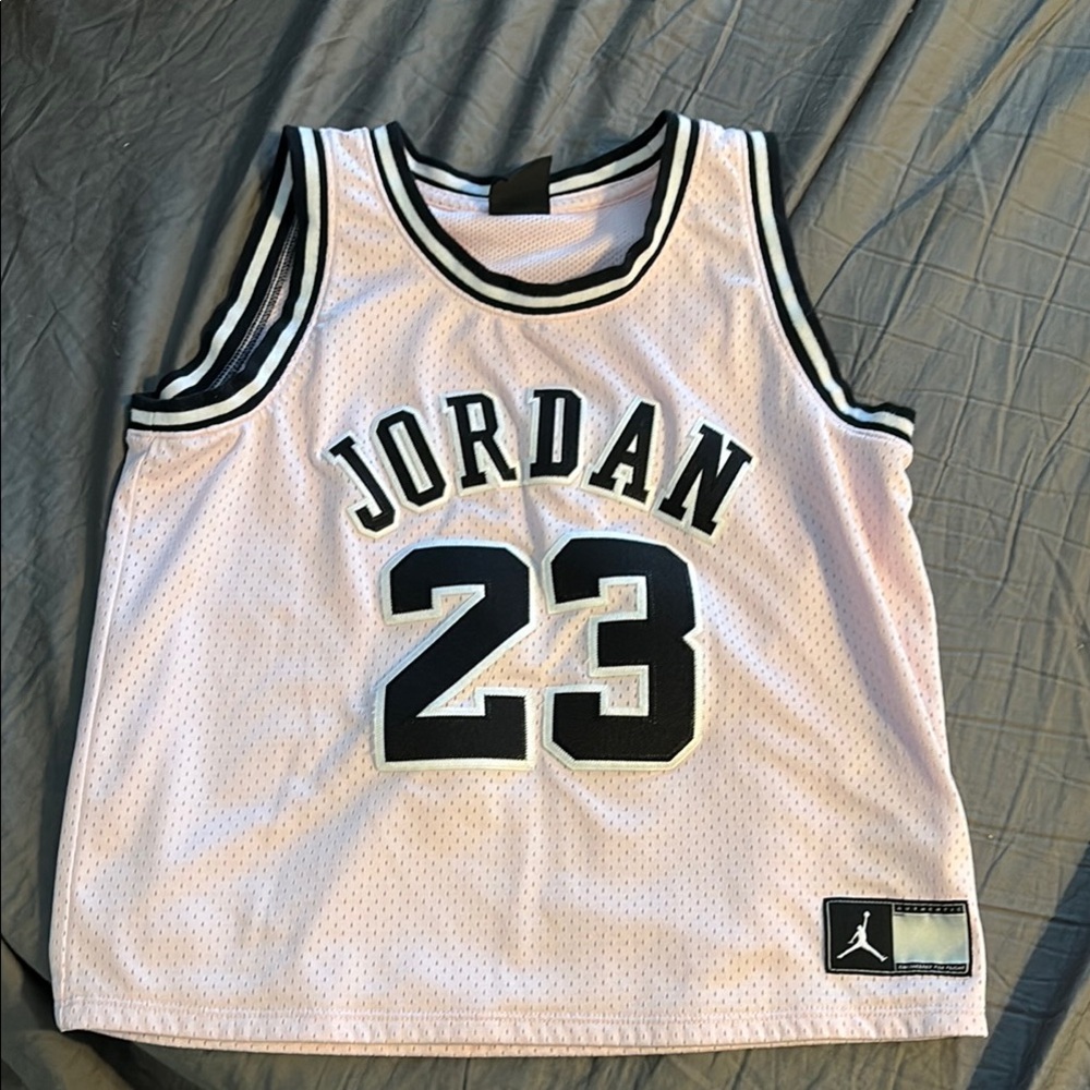 Girls Nike Jordan Light Pink and Black Basketball Jersey XL